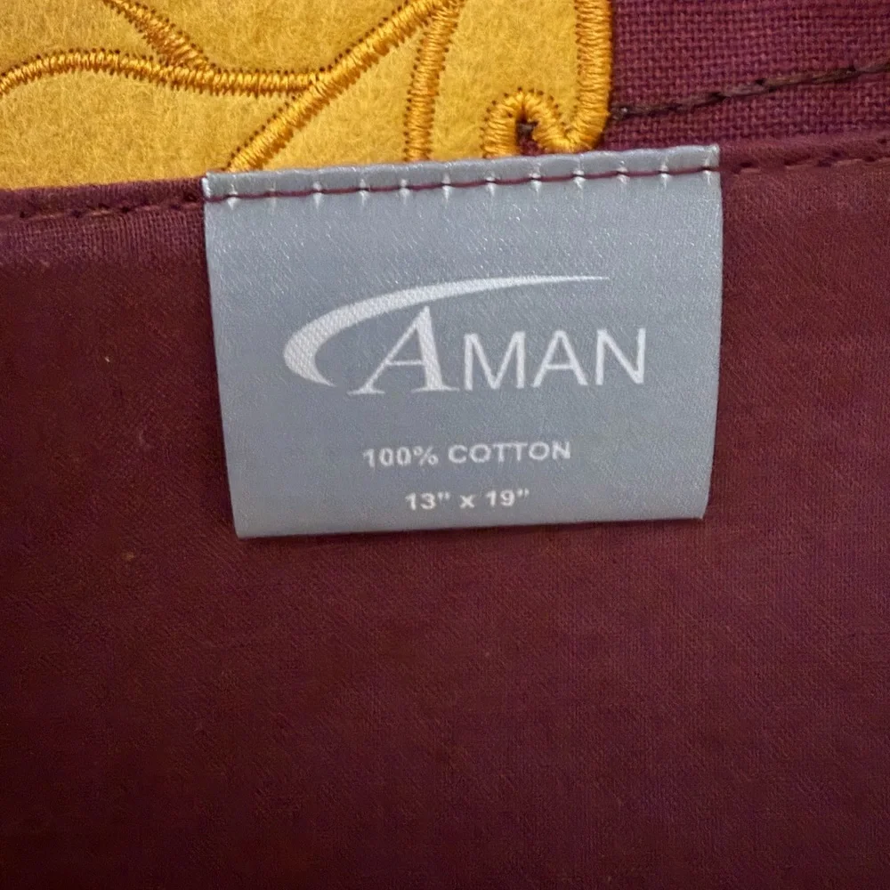 Aman Autumn Leaf Embroidered Table Linens Heavy Placemats